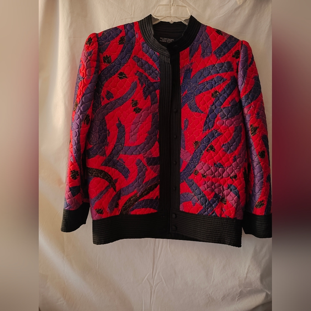 Silk Quilted Jacket, OS/M, Red